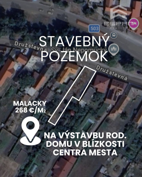 Stavebný pozemok na výstavbu rod. domu v blízkosti CENTRA mesta!