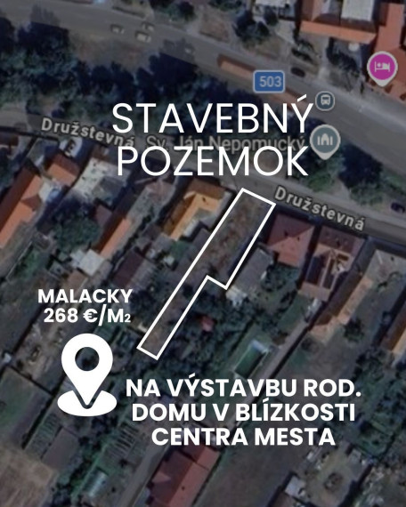 Stavebný pozemok na výstavbu rod. domu v blízkosti CENTRA mesta!